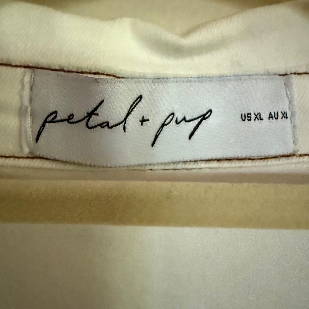 Petal & Pup Sollie White Denim Puff Sleeve Midi Dress Size XL - Picture 14 of 15